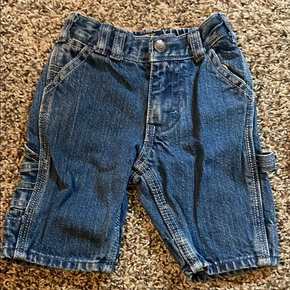 OshKosh B'gosh Boys Colorful Striped Onesie and Blue Jeans Set - Picture 2 of 12